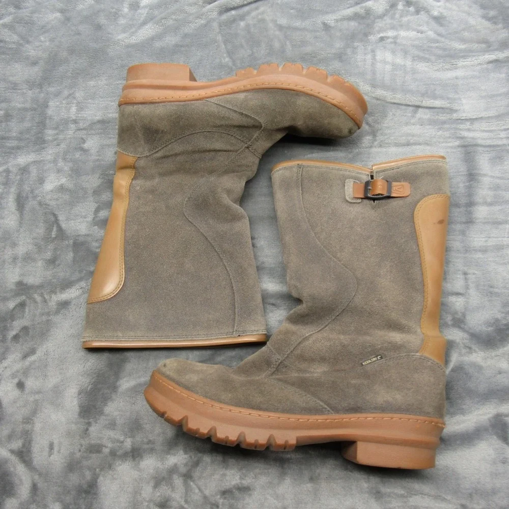 KEEN Dry Leather Boots Women 10 Tan Waterproof Suede Waxed Willamette Midcalf